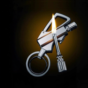 Multi functional keychain, kerosene lighter, wilderness survival lighter, metal windproof, 10000 times match lighter