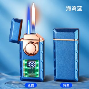 Technology voice controlled intelligent ignition dual fire transparent visual inflatable windproof lighter