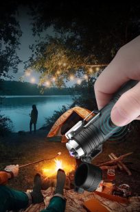 F22 waterproof double arc aluminum shell zoom flashlight lighter, USB charging windproof lighter