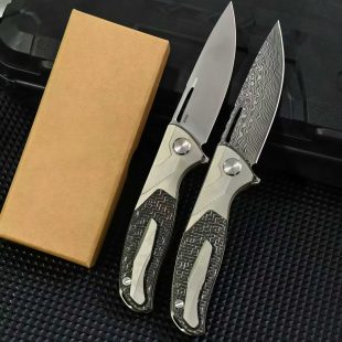 F3 Folding Knife Damascus Steel Folding Knife High Hardness Sharp Small Knife Titanium Alloy EDC Camping Tool Knife
