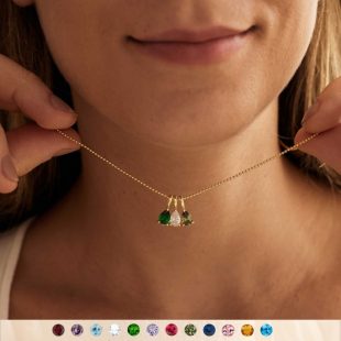DIY Accessories Twelve Birthday Stone Necklace Ins12 Birthday Stone Water Drop Pendant 18K Gold