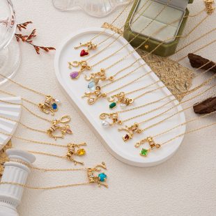 Simple and versatile series of necklaces, digital multi pendant, multi-element copper collarbone chain