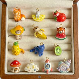 Animal Fruit Fox Lemon Strawberry Mango Cute Cat Pendant DIY Jewelry