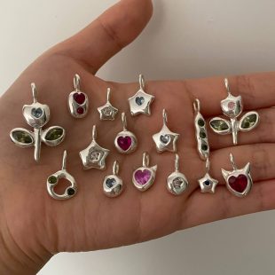 Fashionable Color Dopamine Stainless Steel Star Love Leaf Birthday Stone Zircon Pendant