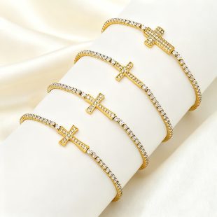Light luxury niche high-end cross inlaid zircon bracelet fashionable micro inlaid titanium steel stainless steel 316 bracelet