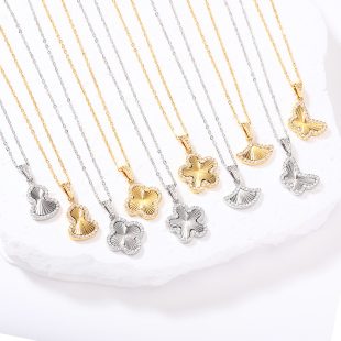 Titanium steel light luxury niche high-end feeling micro inlaid zircon pendant necklace, butterfly minimalist pendant necklace