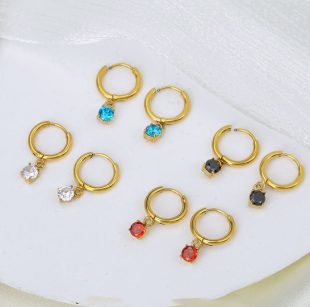 Elliptical retro minimalist earrings women's titanium steel ear buckle geometric elliptical long versatile exaggerated ear ring