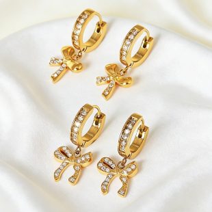 Titanium steel new ear ring, ear buckle, hollow bow, niche design, stainless steel light luxury temperament, versatile and personalized earrings