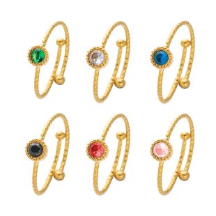 Stainless steel ring with simple and niche texture, plain circle lace, circular disc inlaid with zircon design, titanium steel gold-plated ring