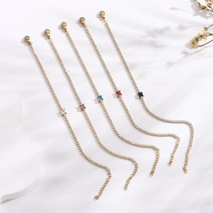 Single row full zircon micro inlaid bracelet made of stainless steel with a niche and high-end feel, shiny quadrilateral zircon titanium steel bracelet