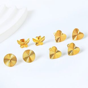 Titanium steel butterfly flower effect internet famous earring nail