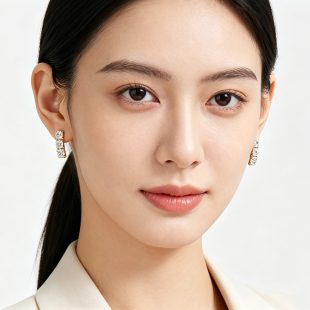 Stainless steel 316 geometric zircon earrings with female niche design, French minimalist commuting style earrings