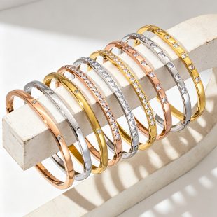 18K vacuum plated stainless steel zircon inlaid bracelet