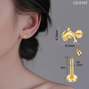 G23 anti allergic titanium alloy zircon earrings ear accessories